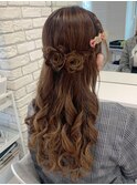 お花ハーフアップ
