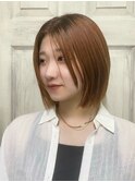 オレンジブラウン/切りっぱなしボブ【20代30代40代】