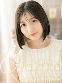 カバーヘア ブリス 大宮西口(COVER HAIR bliss) ツヤ感美髪アッシュブラック切りっぱなしボブa大宮20代30代40代