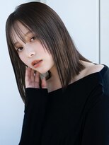 エインアンリー 表参道(AIN.ANLY.)&nbsp;◯薄めバングシンプルストレート長めバング切りっぱなしボブ小顔