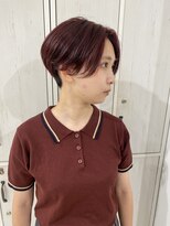 ネイロ 錦糸町(NeiRo)&nbsp;ハンサムショート刈り上げ女子レッドカラーセンターパート
