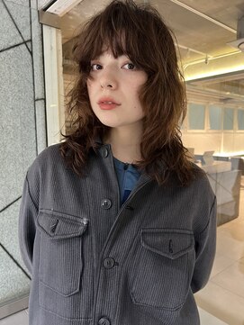 ブリーチなし透明感ブラウン×ドライパーマ