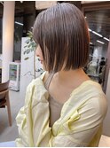 透明感カラー ボブ 前髪 ショート カラー ブリーチ&ダブルカラー