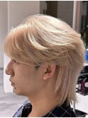 クリームホワイトベージュニュアンスセンターパート