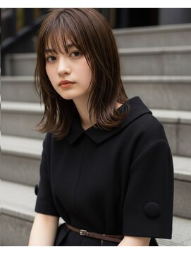 レフラム 獨協大学前店(le:fro:m) ナチュラルブラウン/20代30代40代外ハネミディアムレイヤー