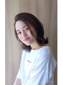 #大人可愛い上品カール 外ハネミディアム　前髪なし#