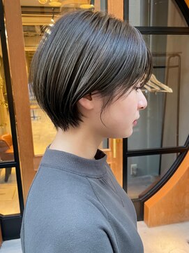 ノア 三宮店(NOA) 20代30代40代ひし形小顔ショートハイライトグレージュカラー