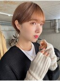 透明感暖色カラー×束感ショート×小顔矯正立体カット