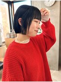 パッツンボブ　ボブ　黒髪