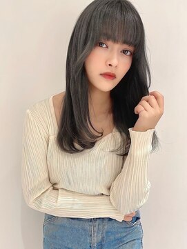 ケーツー エム 京都ラクエ(k-two emu) ダークグレージュ*透明感カラー*ブリーチなしカラー*重めバング