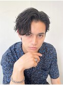 奈良men'sツイストスパイラルパーマかきあげヘア