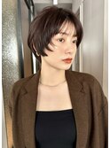暗髪マッシュショート/大人髪/アッシュカラー/30代40代50代