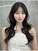 韓国前髪　くびれヘア　夏のヘアアレンジ