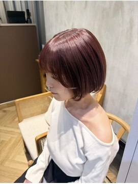 エス 大阪梅田店(es) ピンクカラー×ボブ