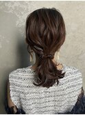 ローポニーテールヘアセット結婚式ヘアセット編み下ろしセット