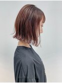 bob(ピンクベージュ、薄ピンク、切りっぱなしボブ)