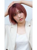 ペールカラー　ピンク　ストレートボブ