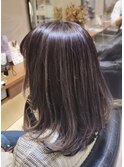 グレーハイライト★ダークアッシュベース★ミディアム
