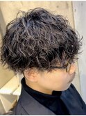 ツイストスパイラルパーマツーブロックメンズマッシュパーマ