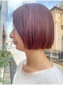 パツッとボブ×ピンクブラウン