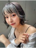 銀座と前髪インナーカラー/アイスブルー/水色/Goofy東京3