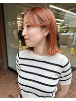 ノラ ヘアーサロン(NORA HAIR SALON)&nbsp;【大久保】ピンクオレンジカラー、ボブセンターパート