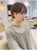 前髪あり耳掛け丸みくびれ大人ショートボブ20代30代40代50代＊