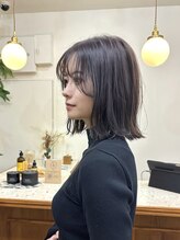 シエン 恵比寿(CIEN) ロブ/長めボブ/ふんわり外はねボブ/アッシュグレー/透明感カラー