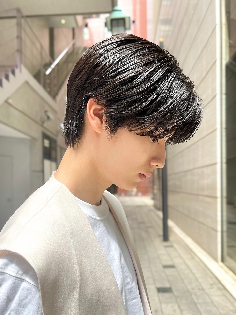 艶センターパートニュアンスパーマダークアッシュ韓国マッシュ1