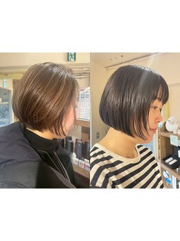 髪のダメージを最小限に抑えたカラーで、透明感のある艶髪に！カラー後のパサつきもキレイにまとまる♪