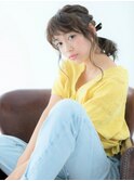 ニュアンス感ある編みこみ二次会ブライダルアレンジ