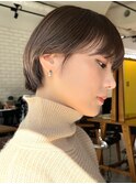 大人可愛い小顔丸みショート×透明感グレージュカラー