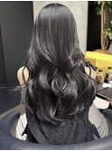 光盛れするダークグレー 暗髪 韓国ヘア レイヤーカット 東垂水