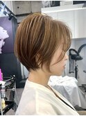 静岡ショートカット白髪染め切りっぱなしボブ大人ショートボブ