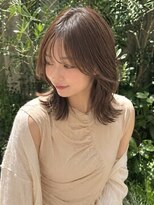 ヘアールームノエル(Hair room Noel) シースルーバングミディアム社会人白髪透け感外ハネミディアム