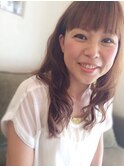 大人美人キュートミディぱっつん前髪黒髪ロングワイドバンク小顔