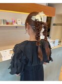 お呼ばれ/ヘアセット/編みおろし/アレンジ