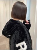 大人かわいいぷつっとボブ＊透明感カラーワンレンボブ