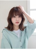 小顔外ハネミディアムアッシュ20代30代40代くびれミディ韓国ヘア
