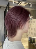 メンズミディアムウルフカットダブルカラーラベンダーカラー