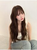 20代30代ふんわりロング韓国レイヤー波巻暗めカラーブラウン