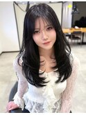 韓国ヘア レイヤーカット 暗髪透明感グレージュ