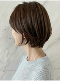 ダークアッシュ黒髪かきあげクールショートボブA11越谷30代40代!