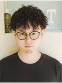 ツイスパセンターパートマッシュ波巻きダウンパーマメンズ目黒