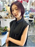 バーガンディー×顔まわりレイヤー