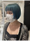 ターコイズブルー/丸みショート