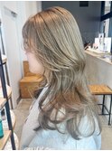 ロング顔周りレイヤー韓国ヘア美髪_ba497841