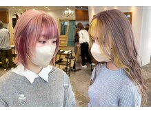 《*顔周りインナーカラー*》普通とは違うインナーカラー提案◎[ケアブリーチ/大阪/梅田/ハイトーン/ボブ]