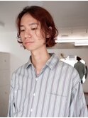外国人っぽい癖毛オレンジボブ