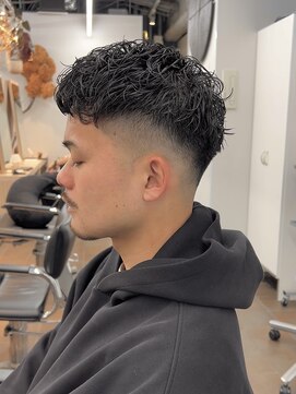 サロンドジョー(salon de joe) メンズカットショートフェードニュアンスパーマ毛流れパーマ